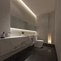 Luxury SPA Sauna Bathroom Design With Dark Wall Round Mirror Black Sink And Wooden Cabinet