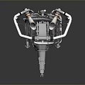 Detailed Industrial Mechanical Engine Part With Metal Pipes And Complex Structure