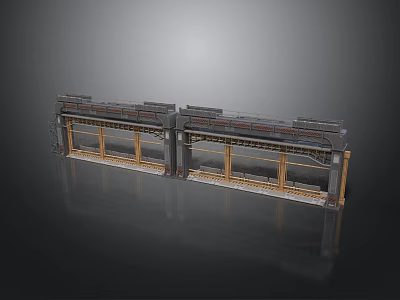 Modern Dual Industrial Equipment Structure Featuring Metal Frames And Glass Panels 3d model