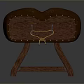 Brown Leather Button Tufted Bench With Wooden Legs And Classic Design