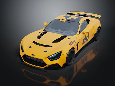 Stunning Yellow Sports Car With Aerodynamic Body And Rear Spoiler Design 3d model