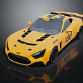 Stunning Yellow Sports Car With Aerodynamic Body And Rear Spoiler Design