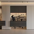 Modern Living Room Interior With Large TV Fireplace Beige Sofa And Mountain View