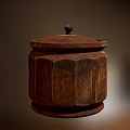 Ceramic Vessel With Wooden Texture Lidded Design For Kitchen Storage Decor 3d model