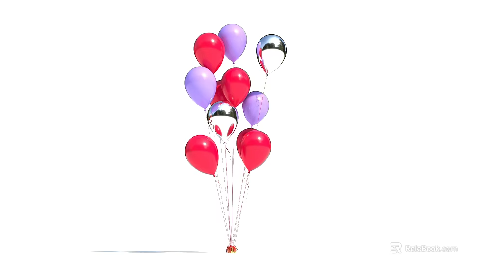Colorful Inflatable Balloons with Red Purple Silver Metallic Shine for Party Decorations 3d model 