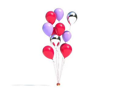 Colorful Inflatable Balloons with Red Purple Silver Metallic Shine for Party Decorations 3d model