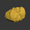 Golden Stone With Natural Texture And Wooden Elements On Gray Background With Reflection