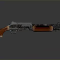 Vintage Camouflage Shotgun With Wooden Stock Metal Barrel Reflective Surface And Classic Design Elements