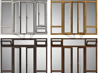 Modern Casement Windows With Silver Brown And Dark Wooden Frame Design Options 3d model