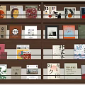 Modern Middle Ancient Bookshelf Books and Magazines Modern Books Chinese Characters Books 3d model