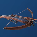 Antique Traditional Crossbow With Wooden Structure Blue Decoration And Metal Parts