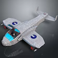 Silver Gray Fighter Jet With Blue Cockpit And Red Wheels Streamlined Design 3d model