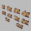 3D Anniversary Numbers 10 to 100 with Golden Decorative Design Elements