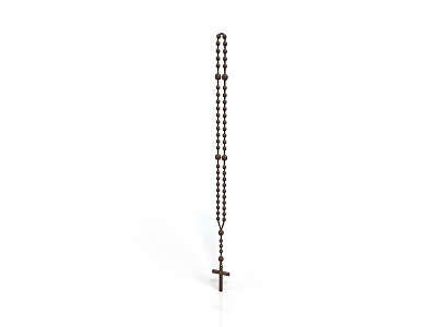 Black Prayer Beads With Cross Pendant Handheld Religious Accessory For Daily Use 3d model