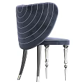 Elegant Leisure Chair With Navy Blue Fabric White Concentric Circle Lines And Metal Legs