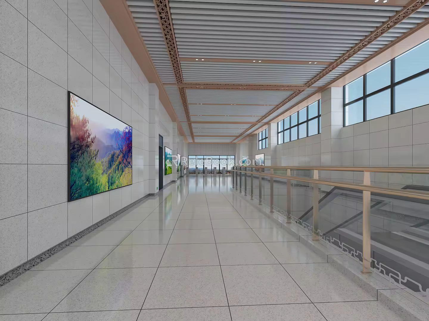Modern high-speed railway station Exit 1 3d model