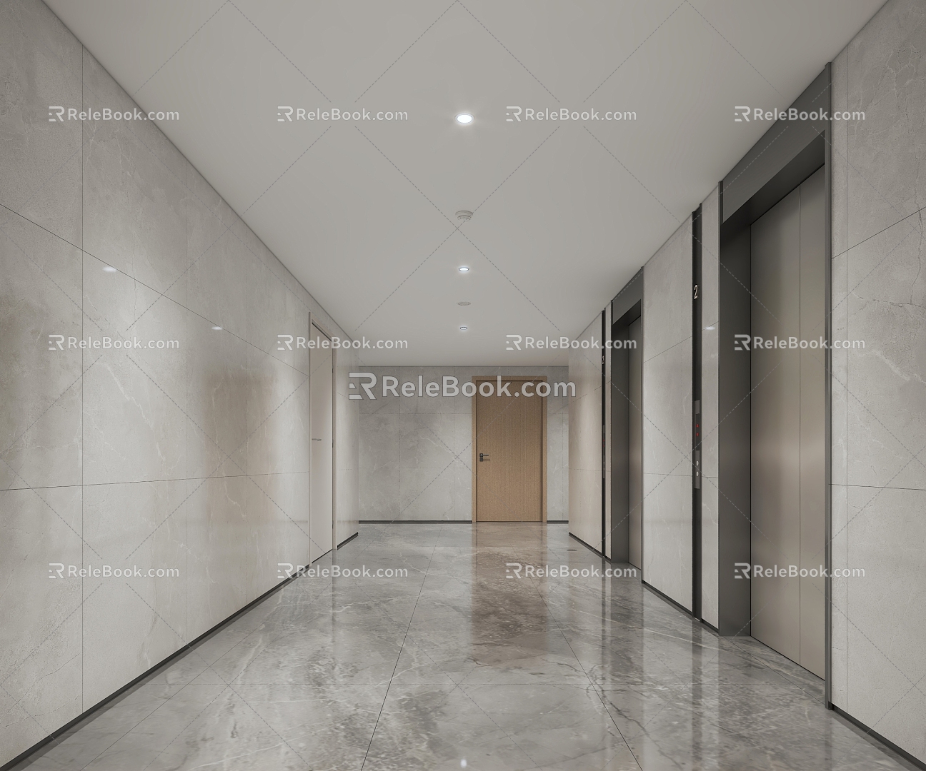 Office elevator hall residential elevator hall aisle 3d model