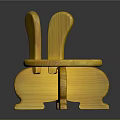 Yellow Wooden Rabbit Shaped Chair With Curved Backrest And Unique Legs Design