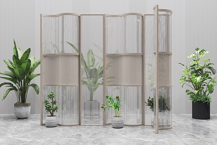 Screen Partition Screen Green Plant Changhong Glass 3d model