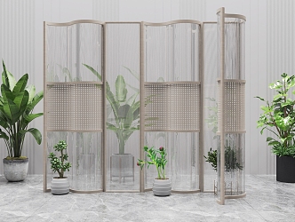 Screen Partition Screen Green Plant Changhong Glass 3d model