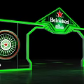 Heineken Brand Display Archway With Green Lighting And Circular Logos