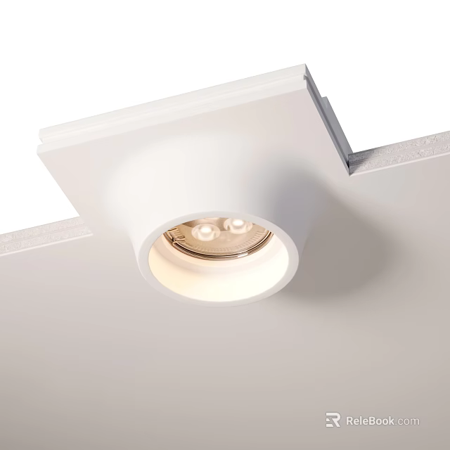 White Recessed Downlight Spotlight Mounted On Ceiling With Soft Warm Light 3d model