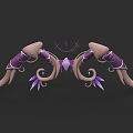 Stylish Purple Weapon With Twin Ponytail Bowknot Curled Decorations And Spikes