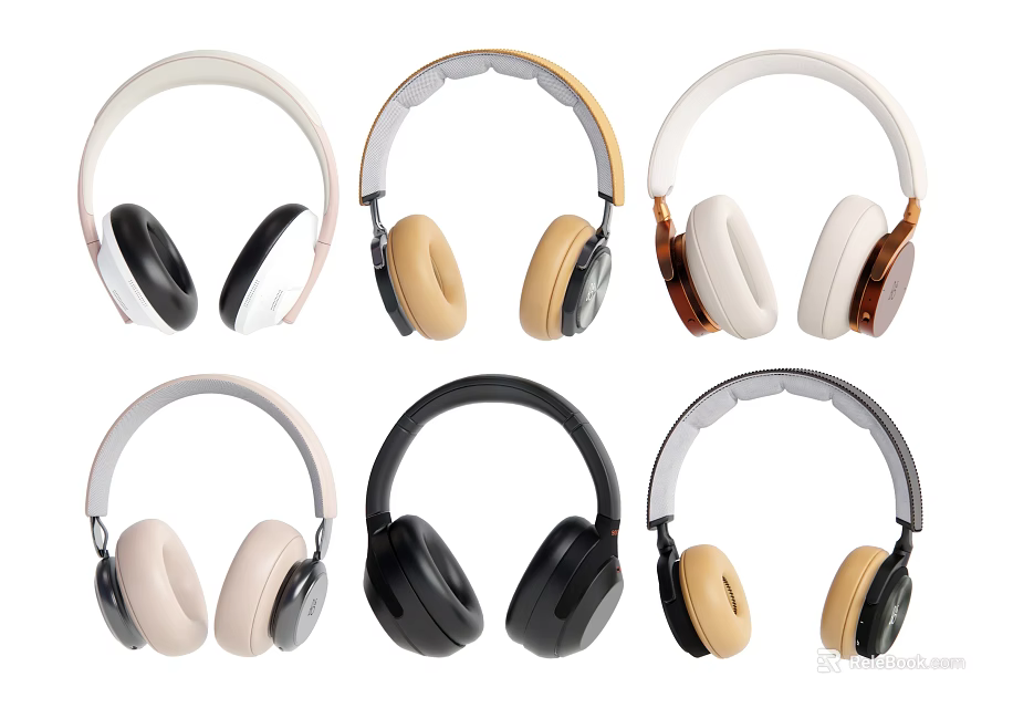 Modern Stylish Over Ear Headphones With Various Color Options And Comfortable Design 3d model 