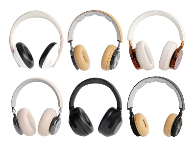Modern Stylish Over Ear Headphones With Various Color Options And Comfortable Design 3d model