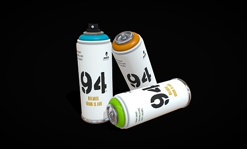 Modern spray paint cans 3d model