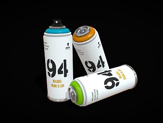 Modern spray paint cans 3d model