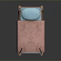 Cozy Hanging Furniture With Wooden Frame Pink Cushion And Blue Pillow