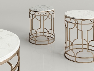 Modern round metal marble stool 3d model