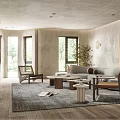 Modern Living Room Interior With Sofa Coffee Table Area Rug And Decorative Painting