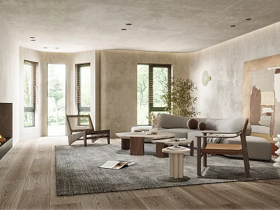 Modern Living Room Interior With Sofa Coffee Table Area Rug And Decorative Painting 3d model