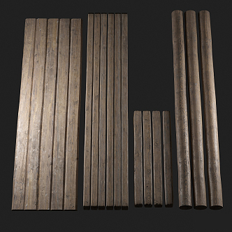 wooden column wooden beam wooden pile 3d model