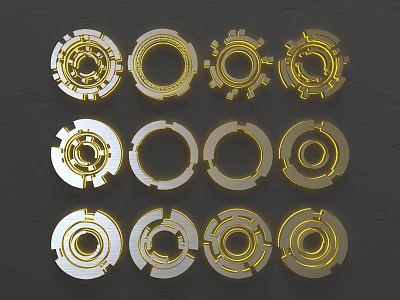 Metallic Circular Wall Decor With Gold And Silver Geometric Patterns Design 3d model