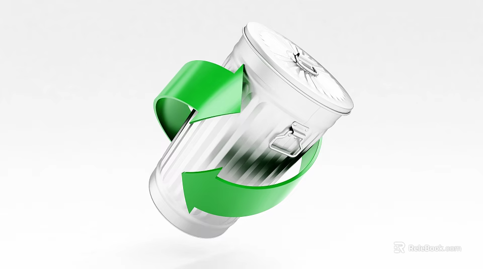 Green Public Recycling Bin With Circular Arrow Symbol For Waste Management 3d model 