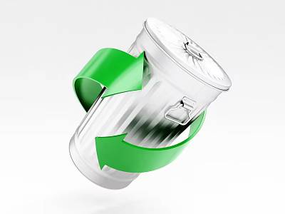 Green Public Recycling Bin With Circular Arrow Symbol For Waste Management 3d model