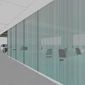 Modern Corridor Glass Partition Open Office Area Workstation Partition Corridor Screen 3d model