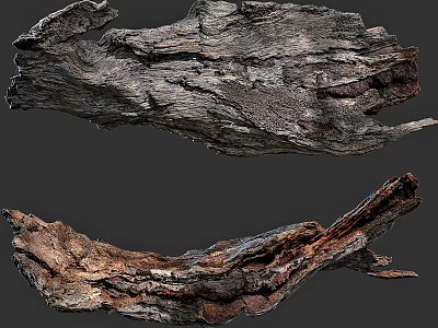 Natural Weathered Stone Wood Pieces With Rustic Texture For Home Interior Decor 3d model