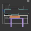 Modern Outdoor Wooden Bench With Black Metal Legs On Patio Near Glass Windows