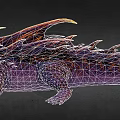 Mythical Reptile With Sharp Spikes Purple Skin And Vibrant Red Details