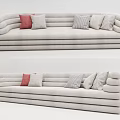 Light Gray Modern Sectional Sofa With Multiple Decorative Pillows And Layered Design 3d model