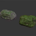 Two Green Natural Rough Stone Specimens With Textured Surface And Irregular Shape