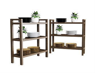 Modern Storage Rack Decorative Rack Hot Pot Shelf Plant Vase Ornaments Plate 3d model