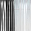 Gray Thick Curtains And White Sheer Drapes For Modern Window Decoration 3d model