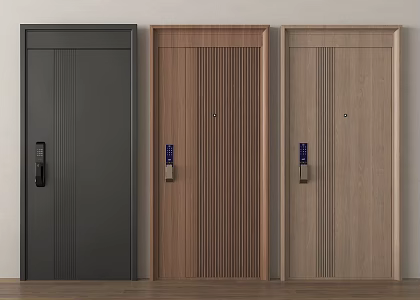 Modern security door entry door fingerprint lock 3d model