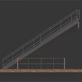 Industrial Stairs And Platform Design With Metal Railings And Wooden Steps