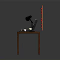 Organized Hardware Tools Setup On Wooden Desk With Laptop Lamp And Corkboard